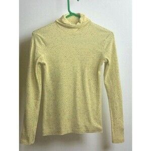 Kare Yellow Marleed Rib Knit Lightweight Turtleneck T-Shirt Top Women Size L